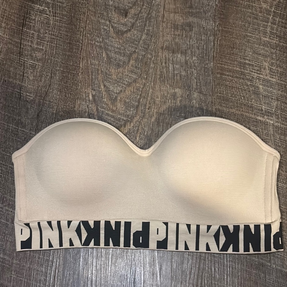 PINK Victoria's Secret Cream Strapless Bra